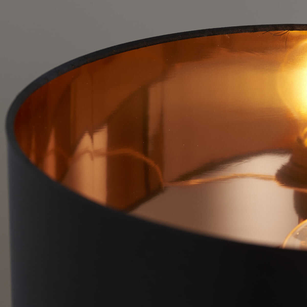 Abażurowa lampka nocna Waldorf 61149 na stolik czarna miedziana
