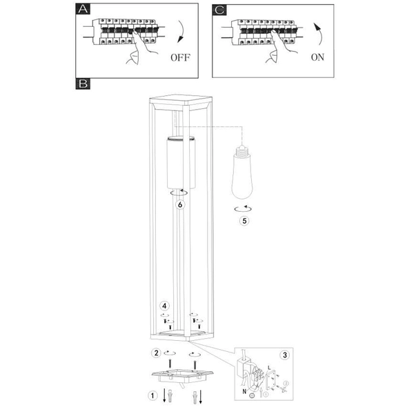 Stojąca LAMPA ogrodowa CANDELA 3135S1 Globo metalowa OPRAWA prostokątna outdoor IP44 czarna