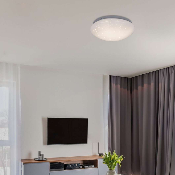 Plafon LAMPA sufitowa LUCAS 3937 Rabalux OPRAWA okrągła z efektem gwiazd LED 18W 4000K biała