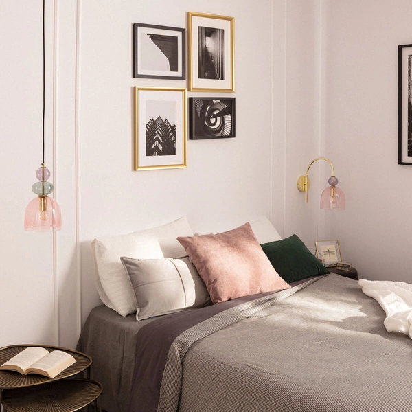 Zwieszana lampa Koloreno ABR-KOLO2-A Abruzzo bursztynowy czerwony dymiony