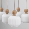 Salonowa lampa wisząca Ballo 11052 drewniana kulista biała beżowa