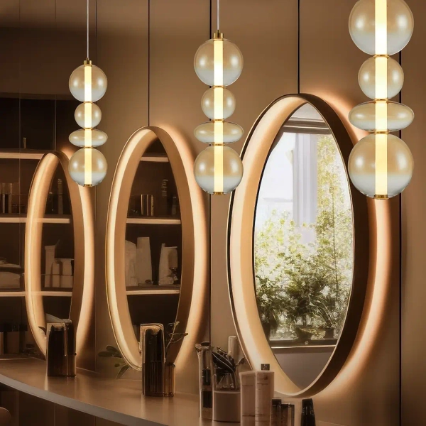 Salonowa lampa wisząca DAPHNE ML0346 LED 36W 3000K bursztynowa złota