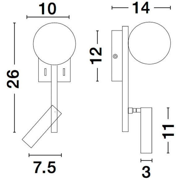 Regulowana LAMPA ścienna UBEDA LE41807 Luces Exclusivas metalowa OPRAWA kinkiet LED 8W 3200K kula loft biała czarna