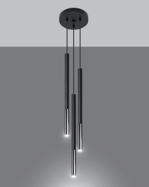Kaskada LAMPA wisząca SL.0887 okrągła OPRAWA tuby ZWIS metalowy czarny chrom