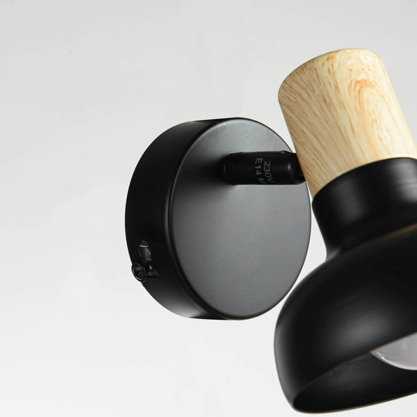 Kinkiet LAMPA ścienna Arezzo LP-1420/1W BK Light Prestige metalowa OPRAWA regulowany reflektorek drewniany czarny