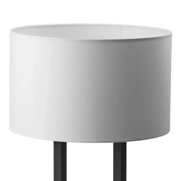Abażurowa lampa stołowa Tessa do sypialni okrągła czarna biała