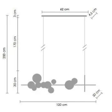 Wisząca lampa belka Orion MP0084-L90 Step LED 8W 3000K bańki szklane czarna