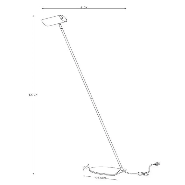 Podłogowa lampa Hester 19700/01/31 Lucide metalowa tuba biała