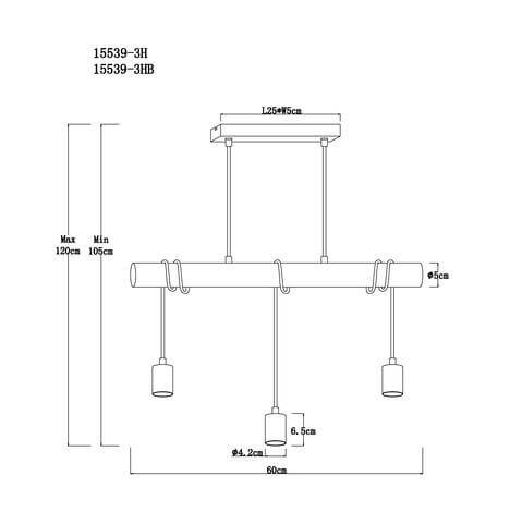 Wisząca lampa rustykalna Gregor 15539-3H belka drewniana
