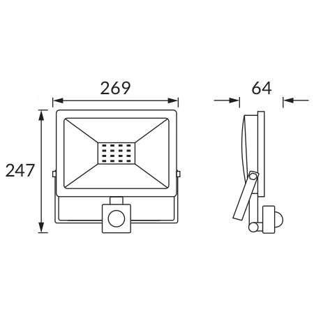 Zewnętrzna LAMPA ścienna KROMA LED 100W 4500K 03608 Ideus elewacyjna OPRAWA reflektorowa z czujnikiem ruchu outdoor IP65 szara