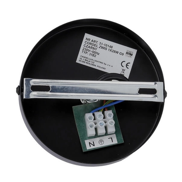 Czarna lampa wisząca Cordel szklana kula frame do sypialni