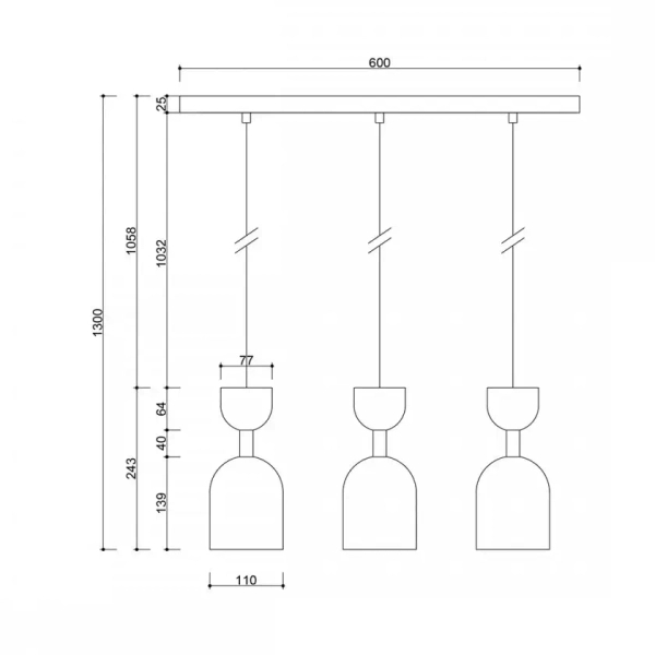 Metalowa lampa wisząca SUPURU SUL332P0 czarna złota tuba 3xGU10 do salonu