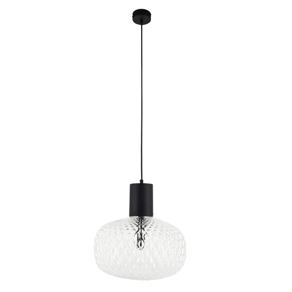 Owalna lampa wisząca Tanpo 5209 Shilo szklana metalowa czarna