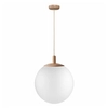 Minimalistyczna lampa wisząca ALUR 11150119 Kaspa do jadalni biała dąb