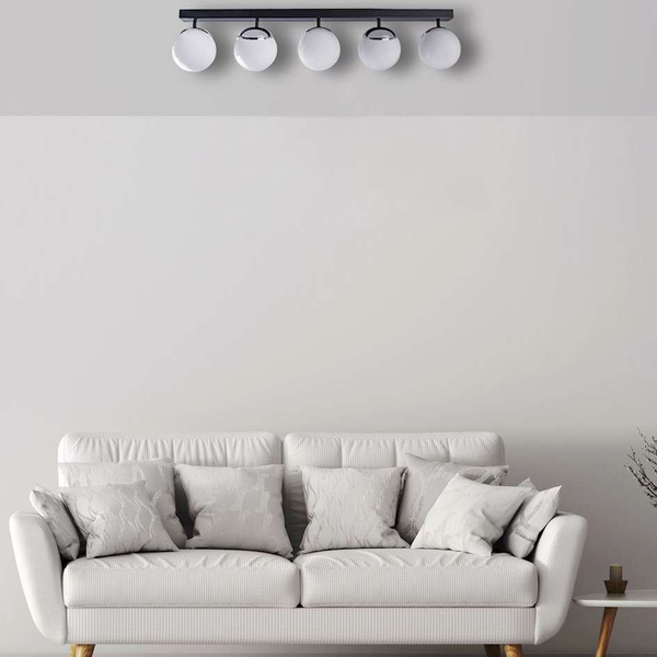Plafon LAMPA sufitowa SFERA MLP8875 Milagro metalowa OPRAWA kule balls na listwie czarne białe chrom