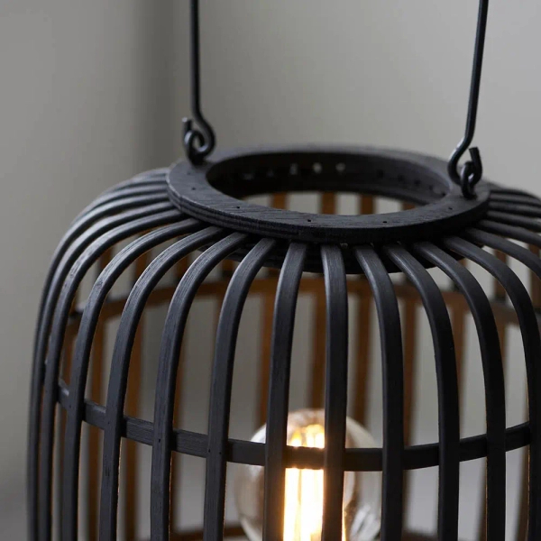 Bambusowa lampa nocna Mathias 101674 drewniany czarny