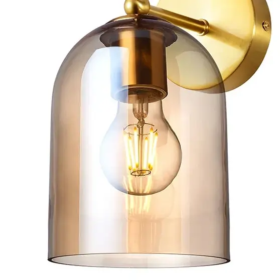 Szklana lampa ścienna TROPEA LP-2004/1W AM do jadalni bursztynowa