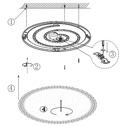 Plafon LAMPA sufitowa OVI 41749-40 Globo metalowa OPRAWA okrągła LED 40W 3000K - 6500K crystal glamour biały - przezroczysty