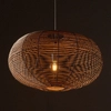 Wisząca lampa Rattan 11155 pleciona gniazdo siatka metalowa drewniana biała