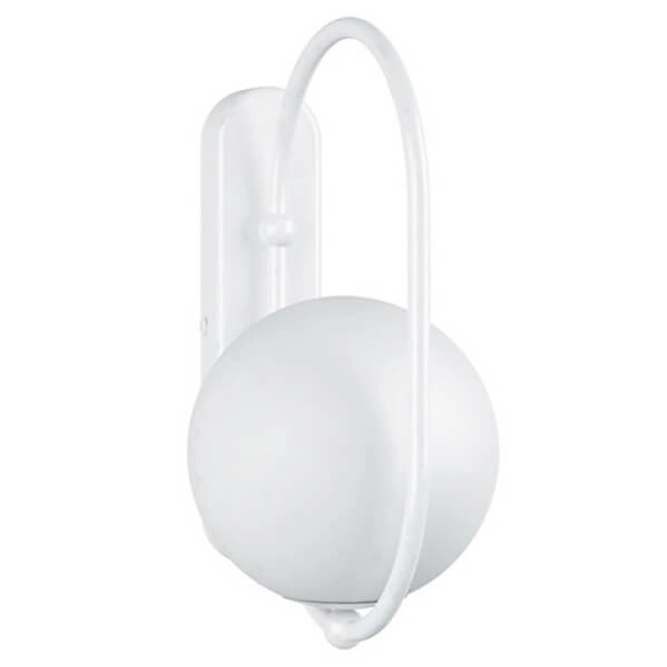 Metalowa lampa ścienna Koban KOD11000 kula ball szklana biała