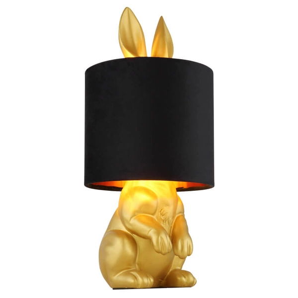 Dziecięca lampka nocna Rabbit 21633G królik z abażurem złoty czarny