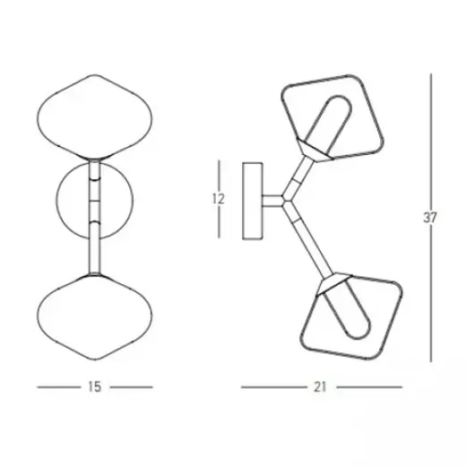 Podwójna ścienna lampa 23022 do przedpokoju szklana złota