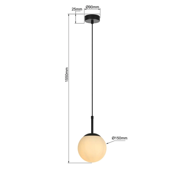Wisząca lampa kula Dorado LP-002/1P BK do salonu czarny biały