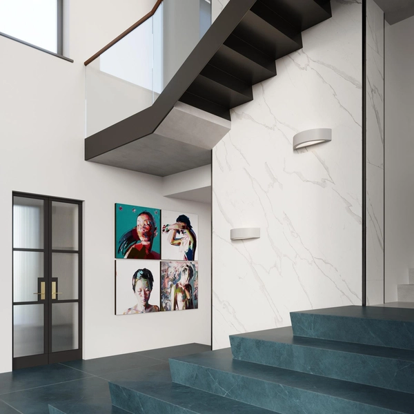 Ceramiczna LAMPA ścienna SL.0873 półokrągła OPRAWA kinkiet szary