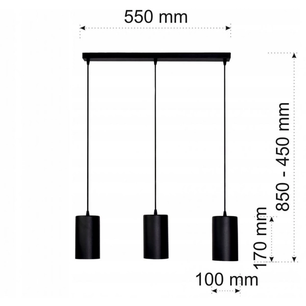 Loftowa LAMPA wisząca Tube 137623691033 TEAM metalowa OPRAWA industrialna ZWIS tuby na listwie czarne