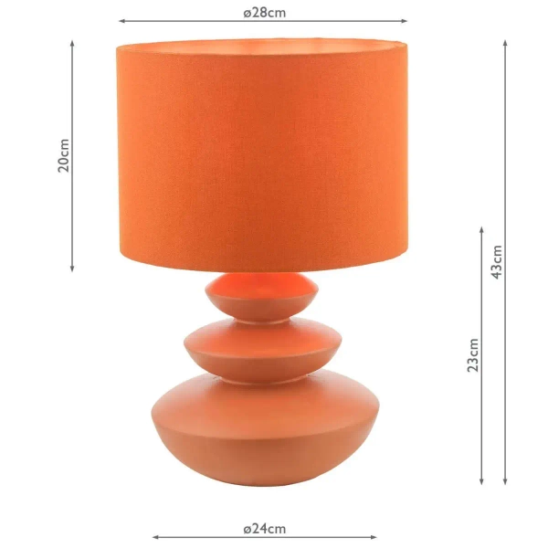 Ceramiczna stołowa lampa Discus DIS4211 abażurowa pomarańczowa