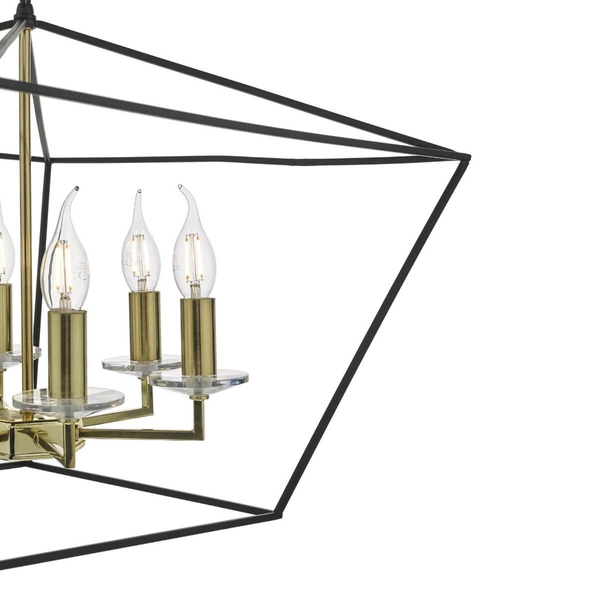 Świecznikowy żyrandol Gretchen GRE0654 Dar Lighting metalowy czarny złoty