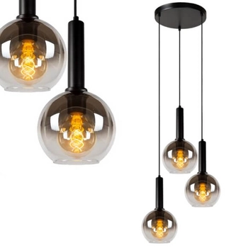 Loftowa lampa wisząca Marius do jadalni czarna przydymiona