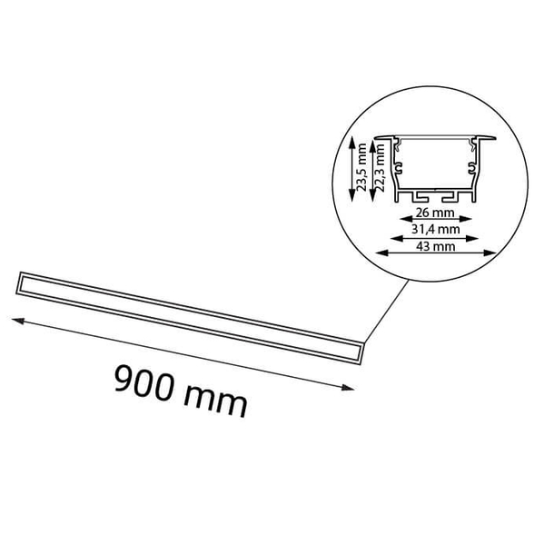 Wpuszczana lampa sufitowa Hiate 1826 Shilo LED 12W 4000K listwa czarna