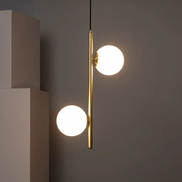 Zwisająca lampa kulista Milano ABR-LWB-E27 Abruzzo szklana biała złota