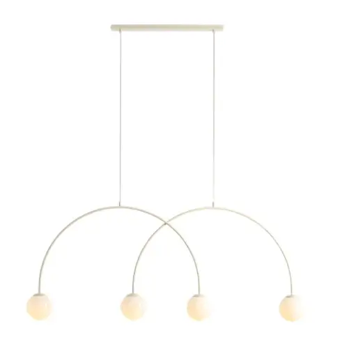 Łukowa lampa wisząca UNA 1116L9_L okrągła szklana beżowa biała