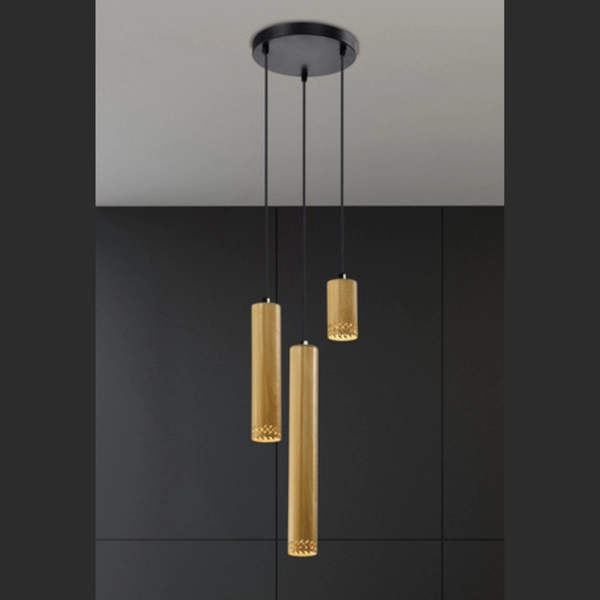 Salonowa lampa wisząca Tubo 33-79121 Candellux tuba czarna drewno