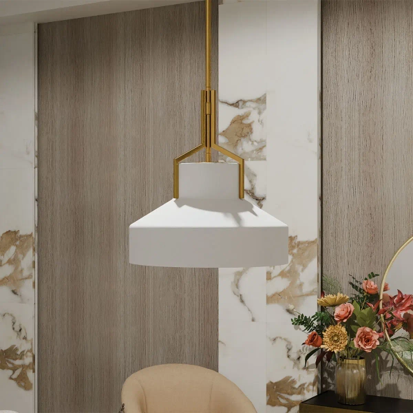 Szklana wisząca lampa Brecken QZ-BRECKEN-2P-AB-ABG biała mosiądz