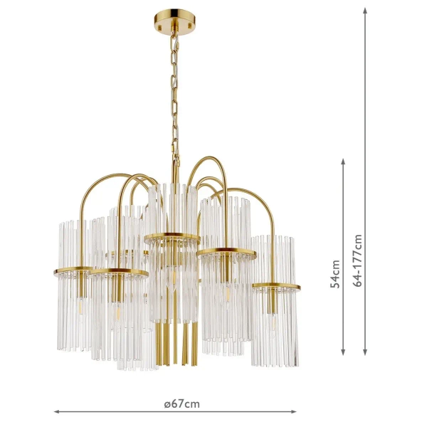 Kryształowy żyrandol Eniola ENI1335 do salonu regulowany mosiądz