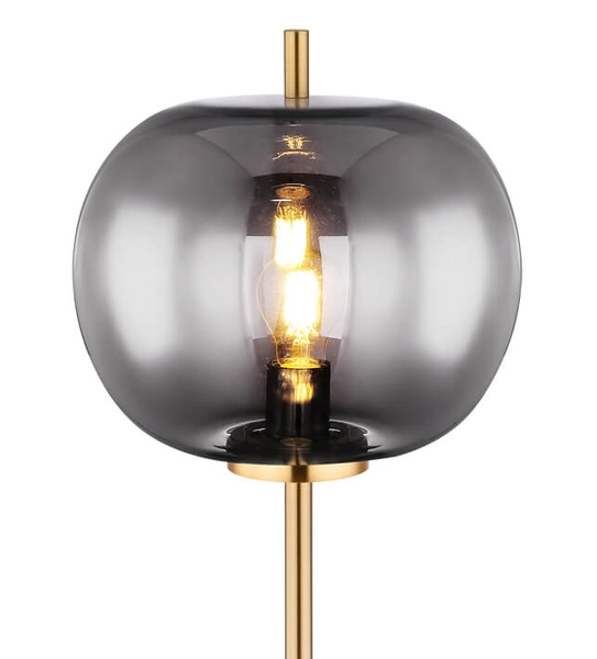 Modernistyczna lampa podłogowa BLACKY I 15345SMM Globo metal szkło mosiądz
