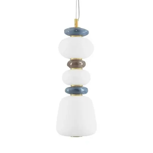 Porcelanowa lampa wisząca FELANZO LE45240 biała złota niebieska