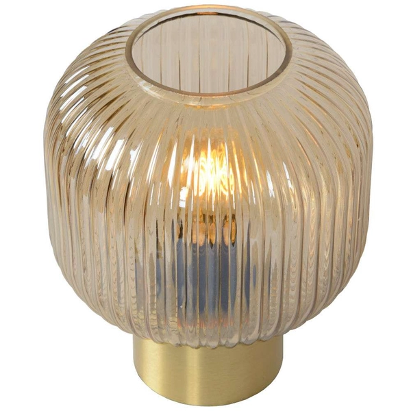Loftowa LAMPA stołowa MALOTO 45586/20/62 Lucide stojąca LAMPKA szklana bursztynowa mosiądz