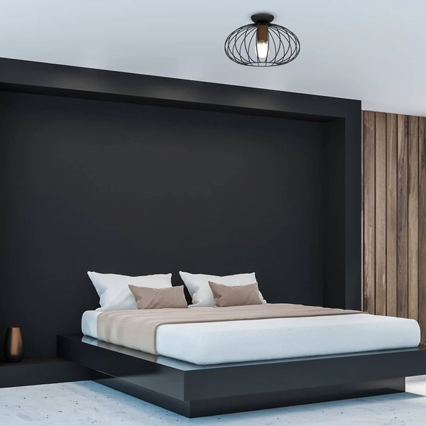 Druciana lampa sufitowa Meridiano okrągła do salonu czarna