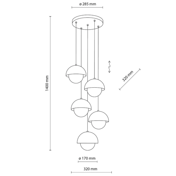 Kaskadowa lampa zwisowa Bono 10268 do salonu kule biała żółta