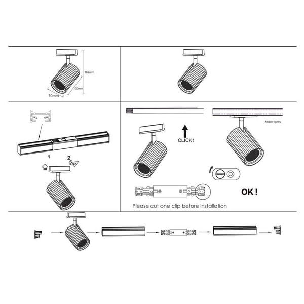 System szynowy Tokio LP-787 SET 1F WH regulowany reflektorki 1-fazowy białe