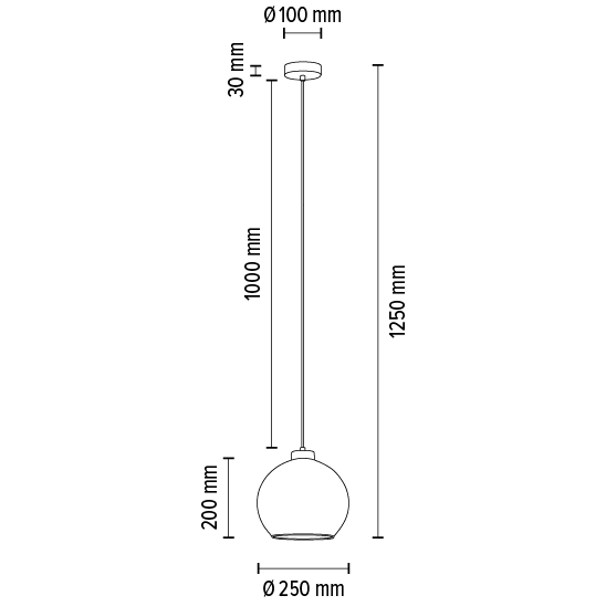 Skandynawska lampa wisząca LAGUNA 18630104 szklany kula przydymiona czarna