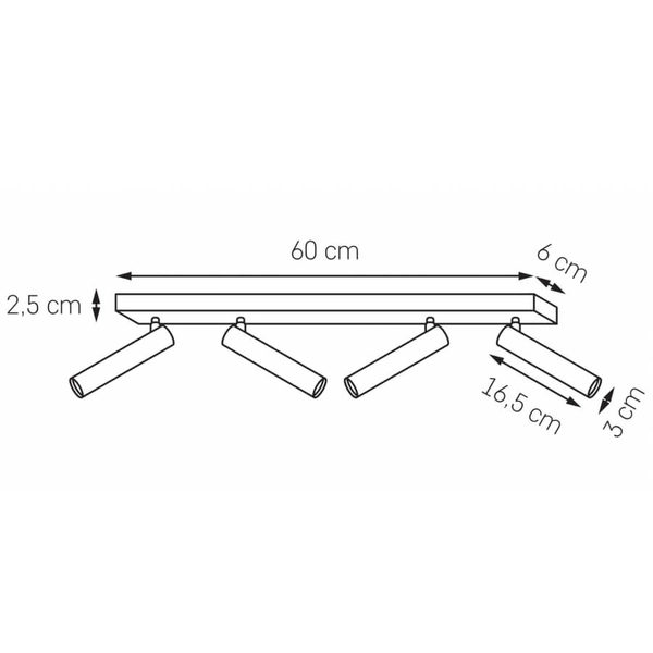 Lampa LED ścienno-sufitowa Roll 50922402 Kaspa 16,8W 3000K tuby czarne