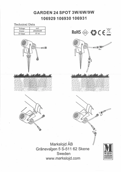 Reflektor czarny spot Garden do ogrodu LED 3W 3000K z regulacją