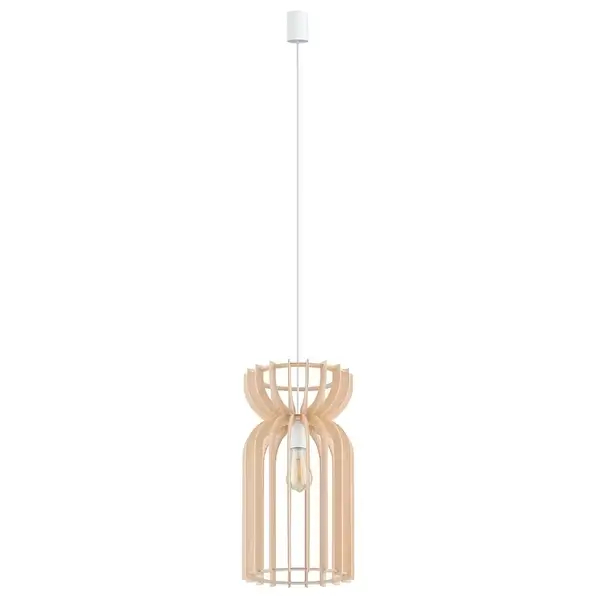 Wisząca lampa ekologiczna Kymi A 10570 klatka drewniana