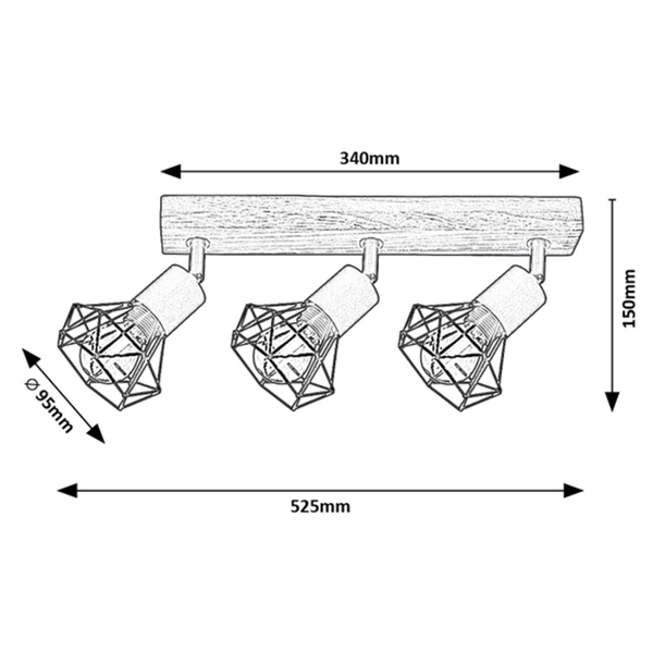Czarne klatki druciane Zeus 3139 regulowany plafon natynkowy salonowy