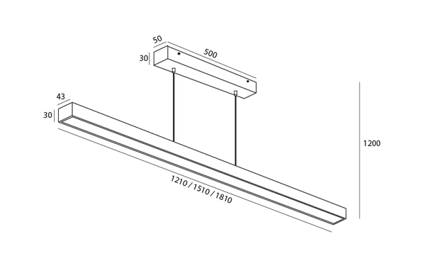 Wisząca belka metalowa Pietra 513304103-22 Elkim LED 60W 3000K loft czarna